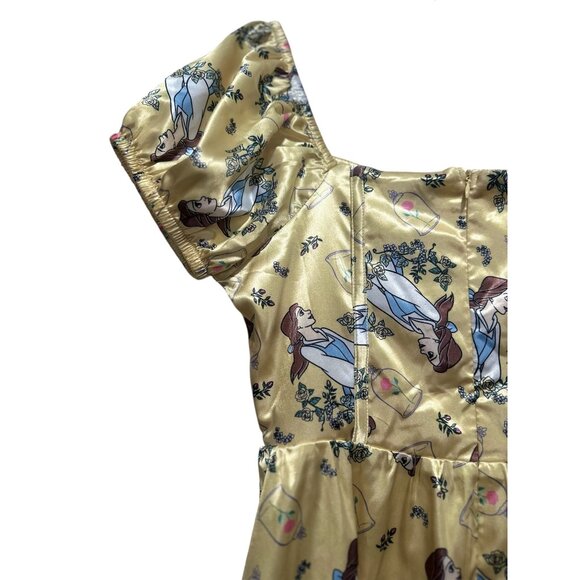 Disney Beauty Beast Belle Novelty Mini Dress Size Small Yellow Sweetheart Corset - Picture 12 of 16